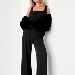 Old Navy High-Waisted Black Satin Wide Leg Pants